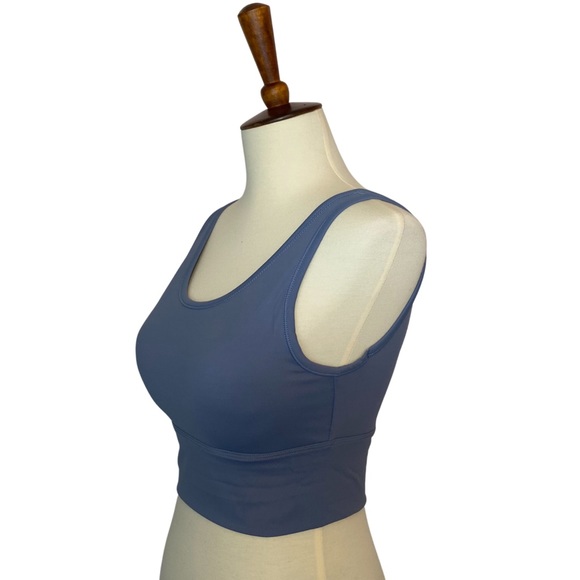 Ocean Blue Yoga Sport Halter Low Back Crop Top - Picture 11 of 16